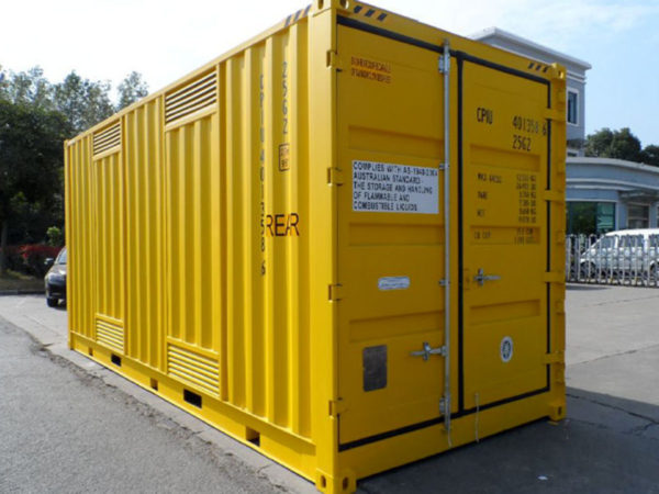 Dangerous goods shipping container side