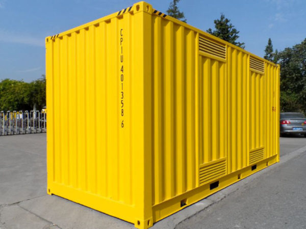 Dangerous goods shipping container side view