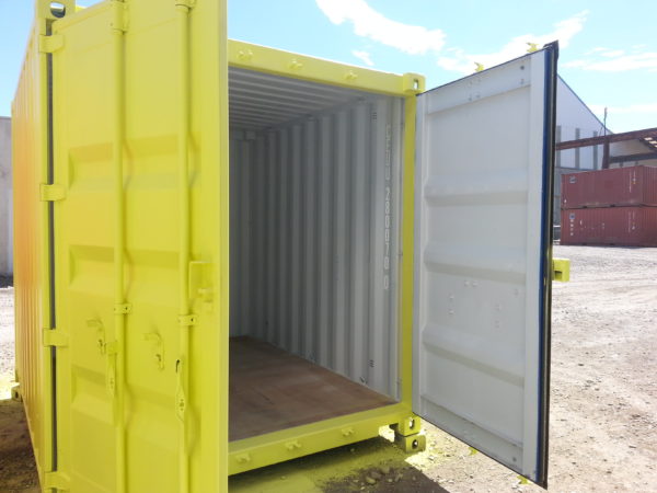 10ft yellow shipping container doors open