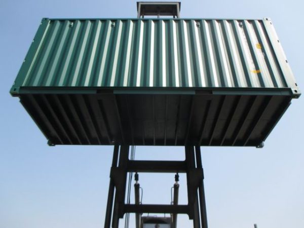 20ft Double Door Shipping Containers green on forklift