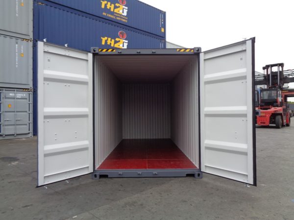 20ft high cube shipping container Grey 7015 Doors Open