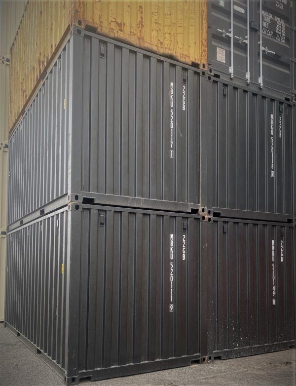 20ft Shipping Container Black Stacked