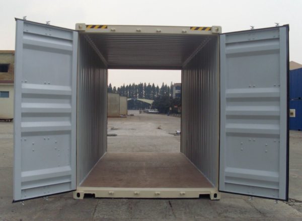 20ft Double Door Shipping Container High Cube doors open beige