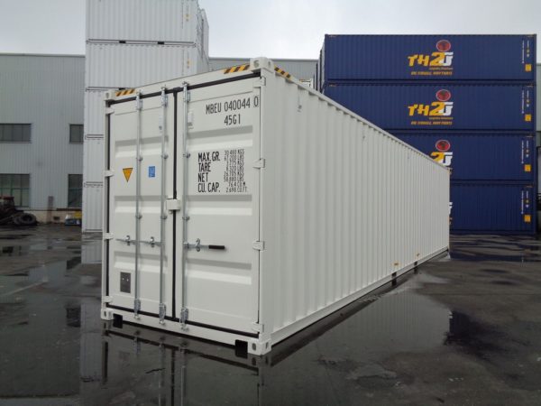 40ft high cube shipping container white doors