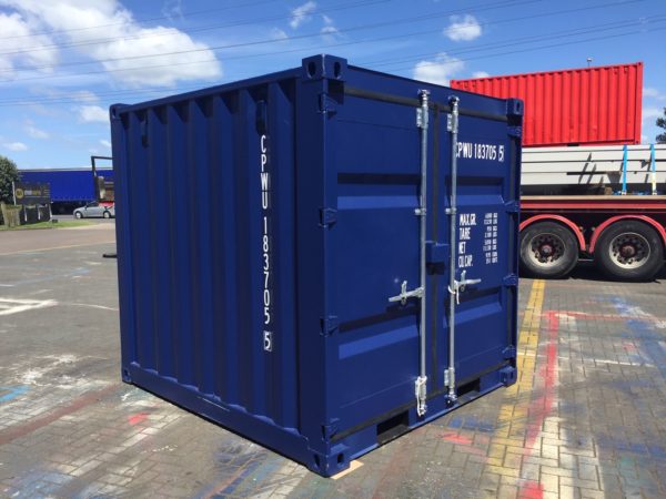8ft Shipping container blue doors closed