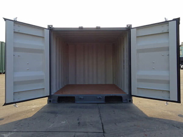 6ft shipping container grey - doors open