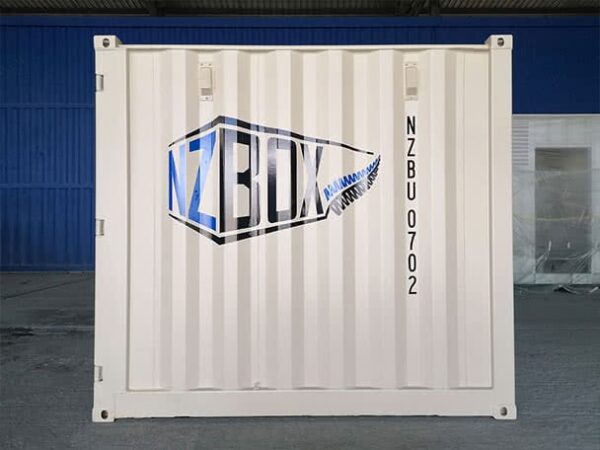 7ft shipping container beige side view