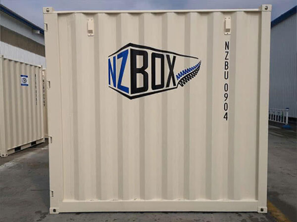 9ft shipping container beige - side view